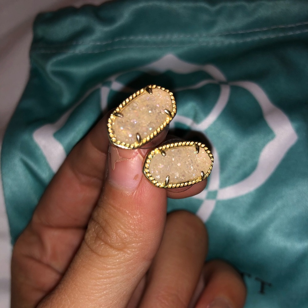 Authentic Kendra Scott White Druzy and Gold